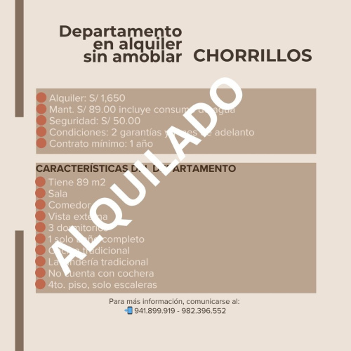 Departamento en alquiler en Palmas Reales (CH-DA-001)